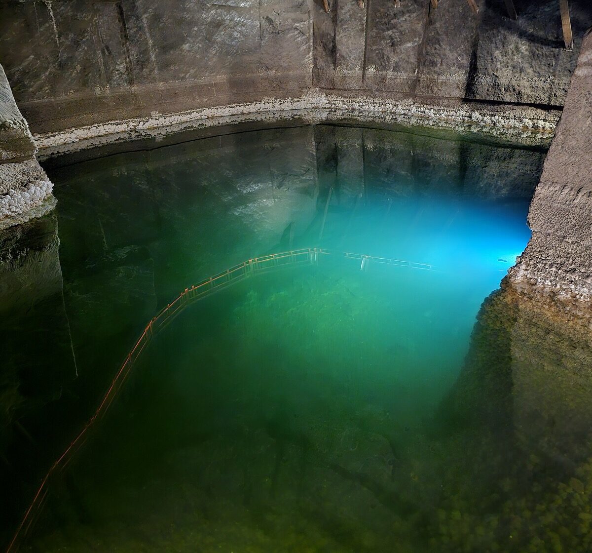 A salt-carved chamber deep in the Wieliczka Salt Mine