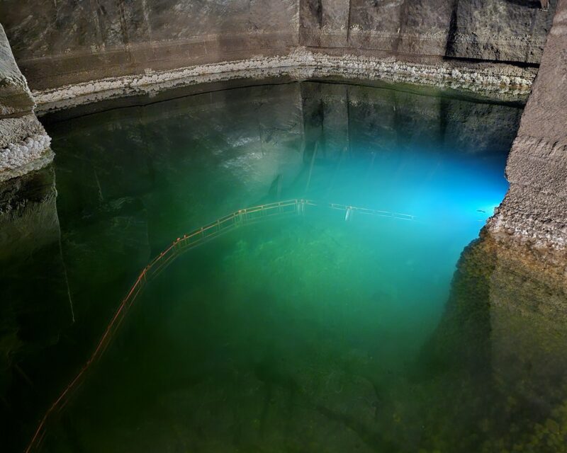 A salt-carved chamber deep in the Wieliczka Salt Mine