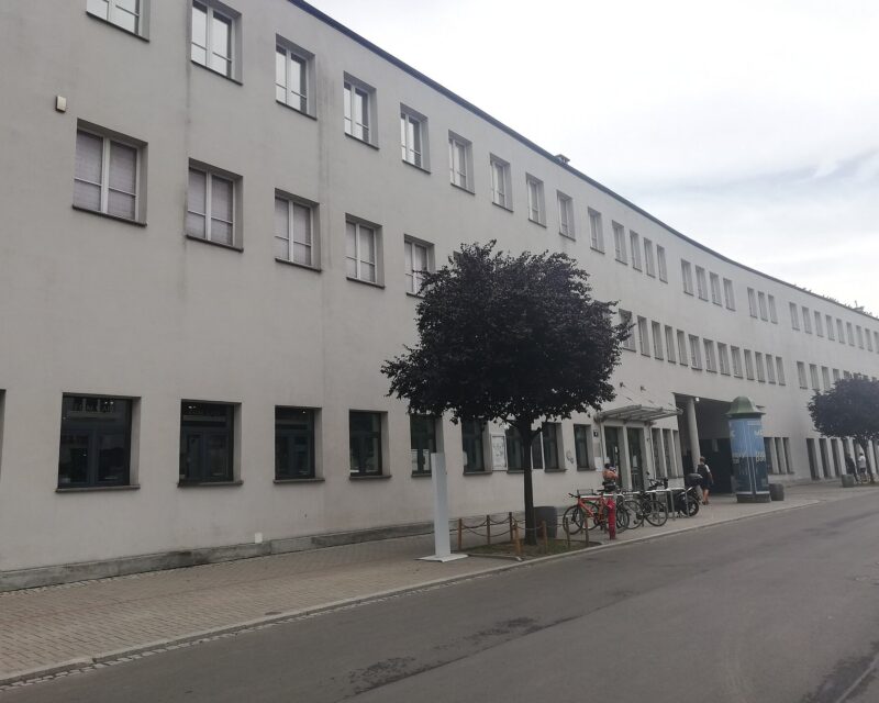 Exterior of Schindler's Factory museum in Zablocie
