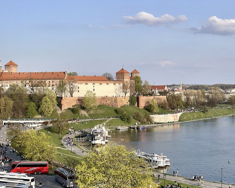 Towers of Wawel Cathedral in spring